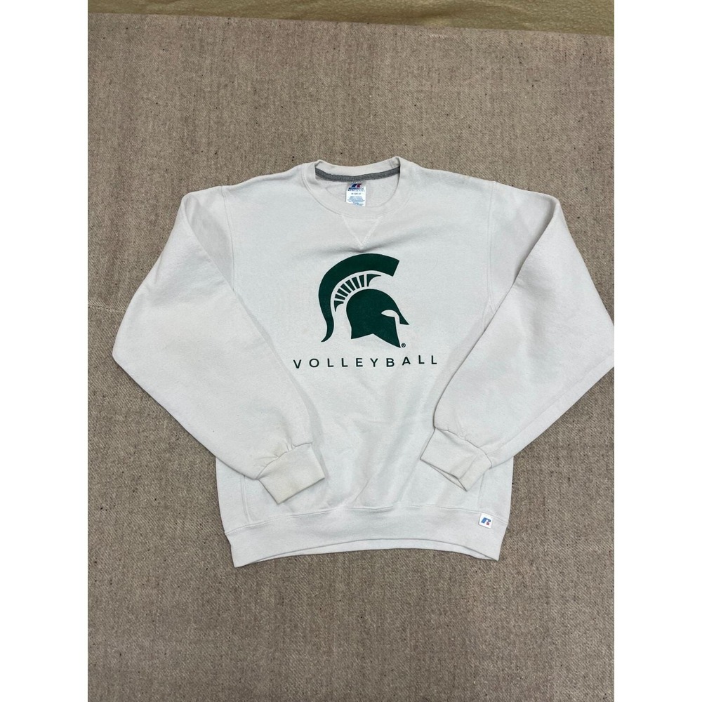 Vintage Michigan College Volleyball Sweatshirt Men Small White 2000s Russell